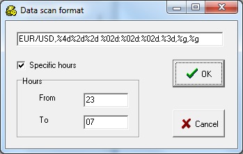 Forex Tick-by-tick data editor: selecting hours