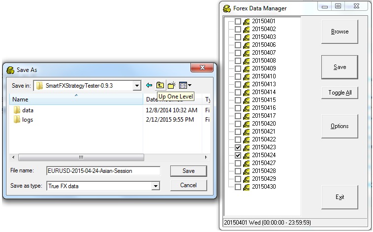 Forex Tick-by-tick data editor software - saving Asian session